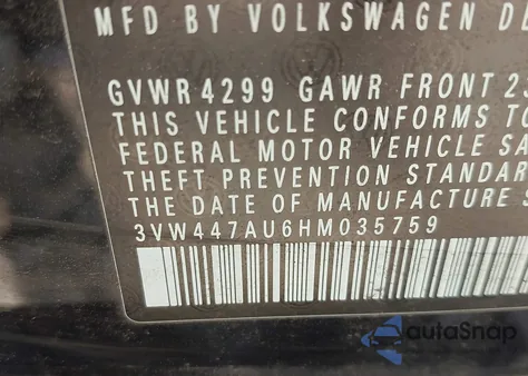 2017 Volkswagen Golf Gti Autobahn 4-Door/S 4-Door/Se 4-Door/Sport 4-Door from USA, damaged, VIN 3VW447AU6HM035759